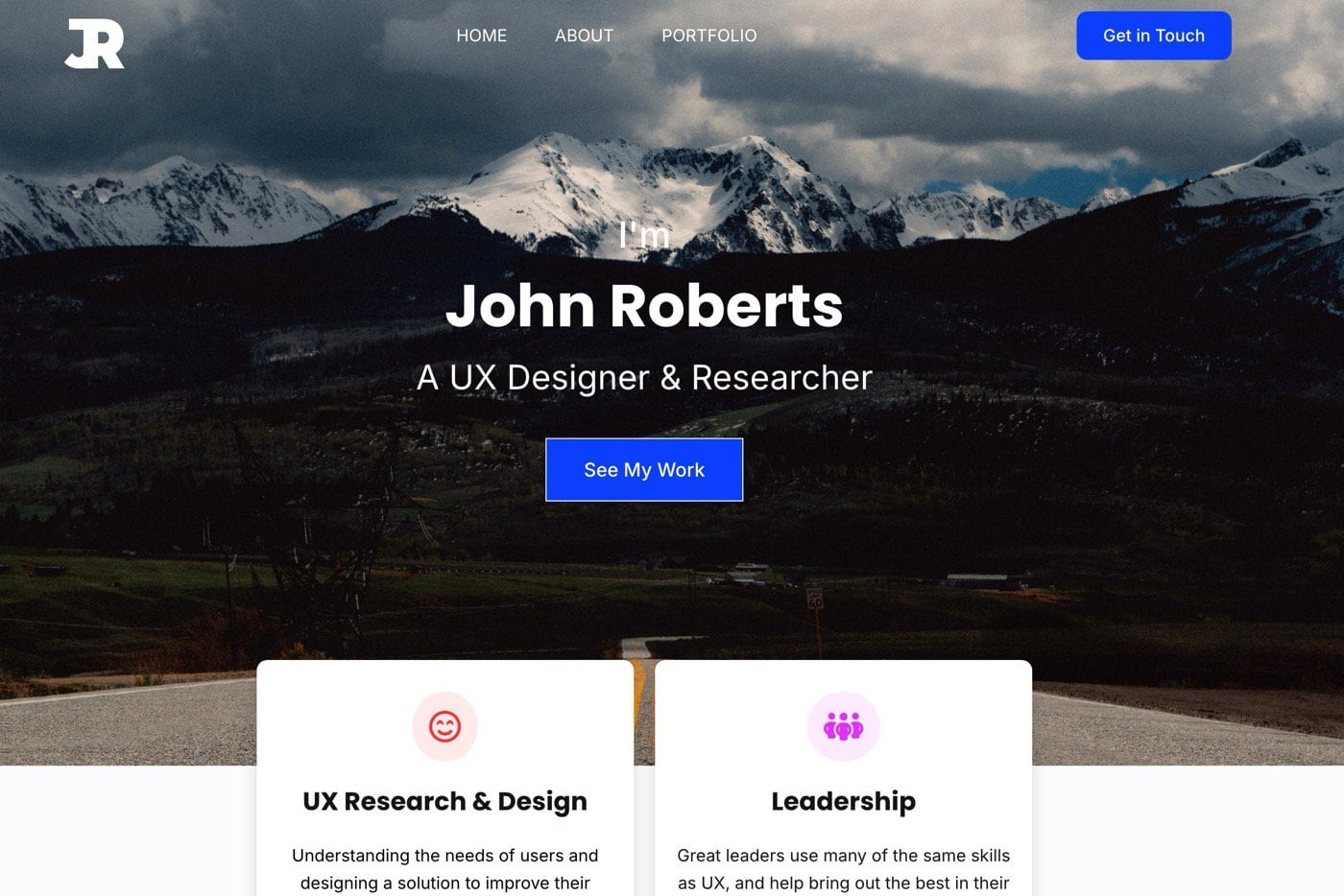 Dorik real freelance website example, John Roberts